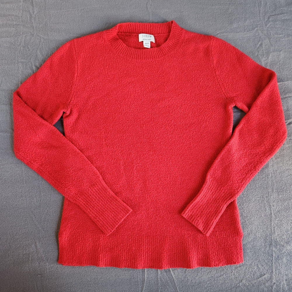 J.CREW Factory Women's Red Sweater Extra Soft Wool Blend Size XXS Preppy Classic
